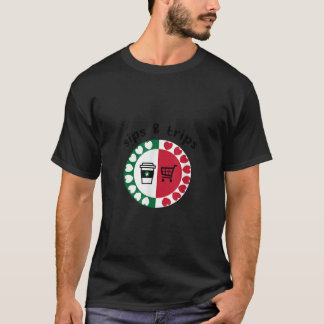 Camiseta bebe café e compra de viagens