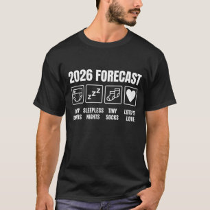 Camiseta Bebê Chegando Em Breve Previsão 2026 Chuveiro de B