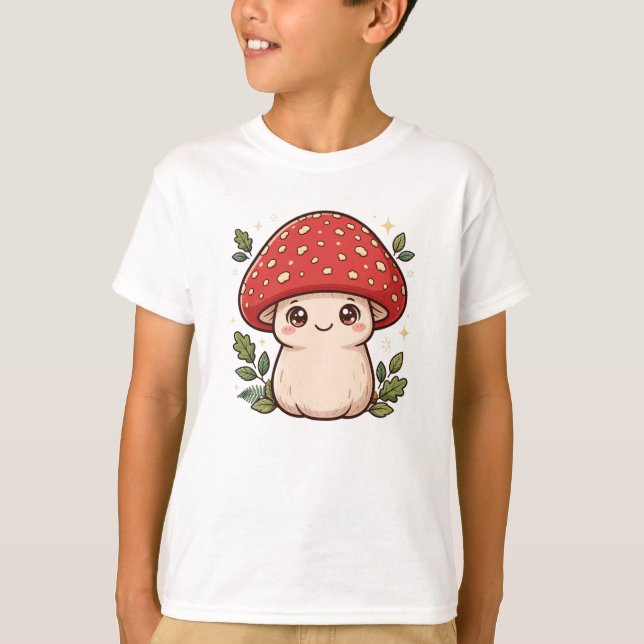 Camiseta Bebê Cogumelo Kawaii Fofo (Frente)