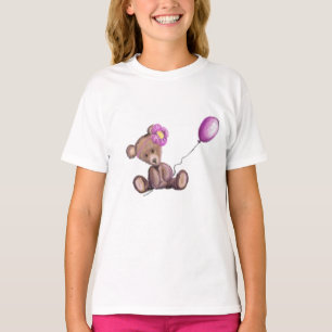Camiseta Bebê com balão roxo e flor de fita - 