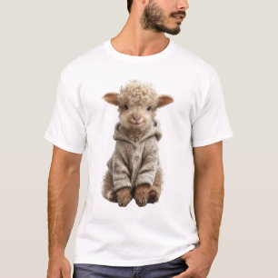Camiseta Bebê Cordeiro Fofo de Capuz de Lã