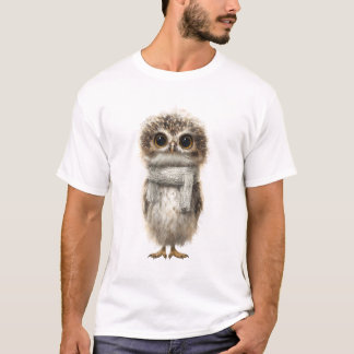 Camiseta Bebê Coruja Adorável com Cachecol de Inverno