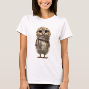 Camiseta Bebê Coruja Adorável com Cachecol de Inverno Aconc