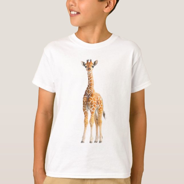 Camiseta Bebê de Girafa Reticulada Graciosa em Pé (Frente)