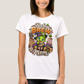 Camiseta Bebê de Halloween Mãe Cerveja Cute Café Bruxa