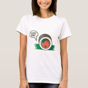 Camiseta Bebê de Ooh do Sushi de Kawaii eu gosto d cru