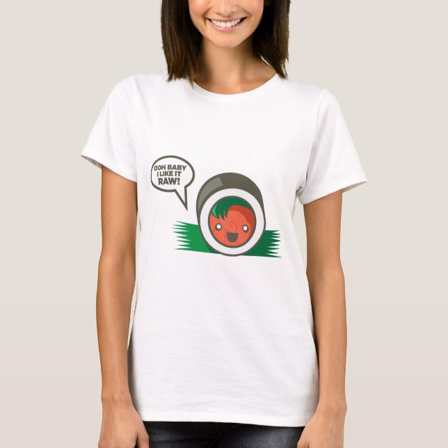 Camiseta Bebê de Ooh do Sushi de Kawaii eu gosto d cru (Frente)