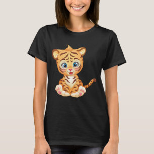 Camiseta Bebê de tigre giro e açúcar com olhos grandes