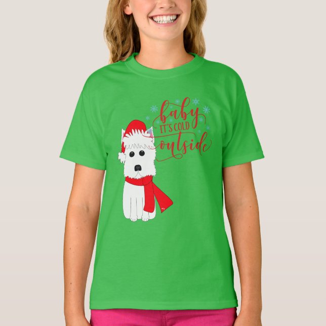 Camiseta Bebê de Westie do inverno é parte externa fria (Frente)