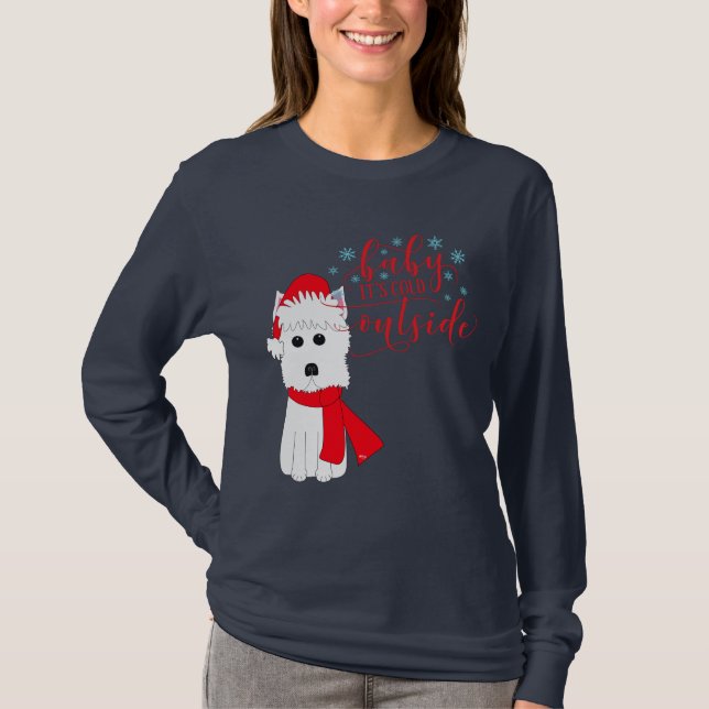 Camiseta Bebê de Westie do inverno é parte externa fria (Frente)
