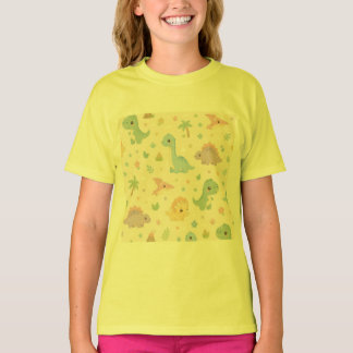 Camiseta Bebê Dinossauro Fofo Padrão Pastel Sem Costura par