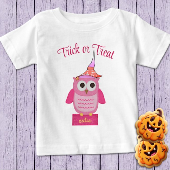 Camiseta Bebê do Halloween Rosa (Criador carregado)