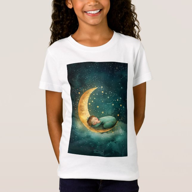 Camiseta Bebê dormindo na lua (Frente)