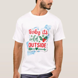 Camiseta Bebê é frio fora da neve de Natal