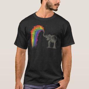 Camiseta Bebê Elefante Pulverizando Arco-Íris