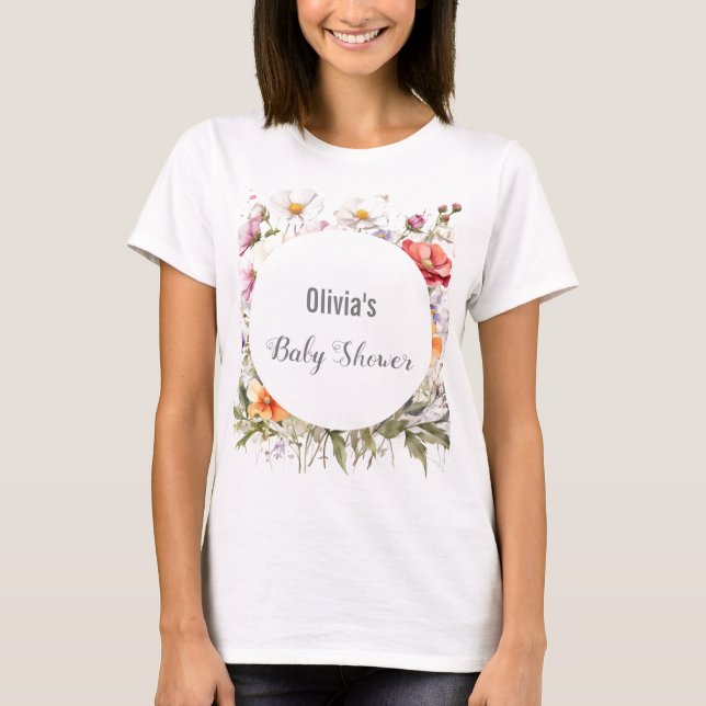 Camiseta Bebê em Bloom WildFlower Lilac Chá de fraldas (Frente)