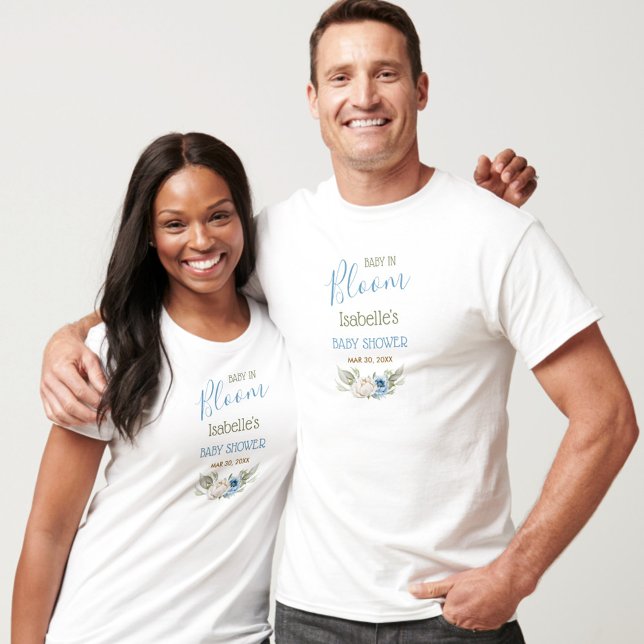 Camiseta Bebê Em Parentes De Chá de fraldas Bloom (Baby In Bloom Boy Baby Shower Parents T-Shirt)