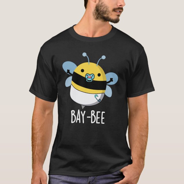 Camiseta Bebê Engraçado Engraçado Bee Pun Dark BG (Frente)