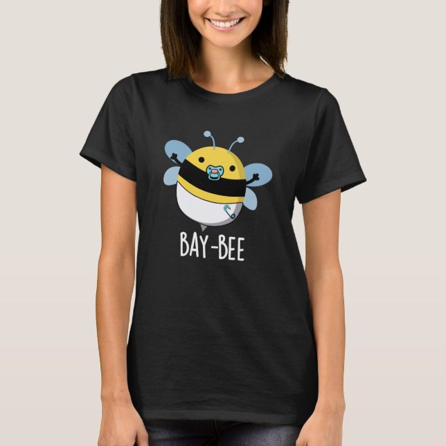 Camiseta Bebê Engraçado Engraçado Bee Pun Dark BG (Frente)
