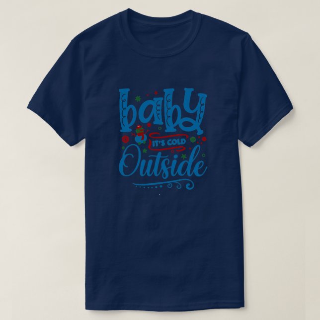 Camiseta bebê está frio fora de 01 (Frente do Design)
