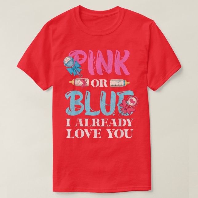 Camiseta Bebê Festa Rosa Ou Azul Eu Já Te Amo Gênero (Frente do Design)