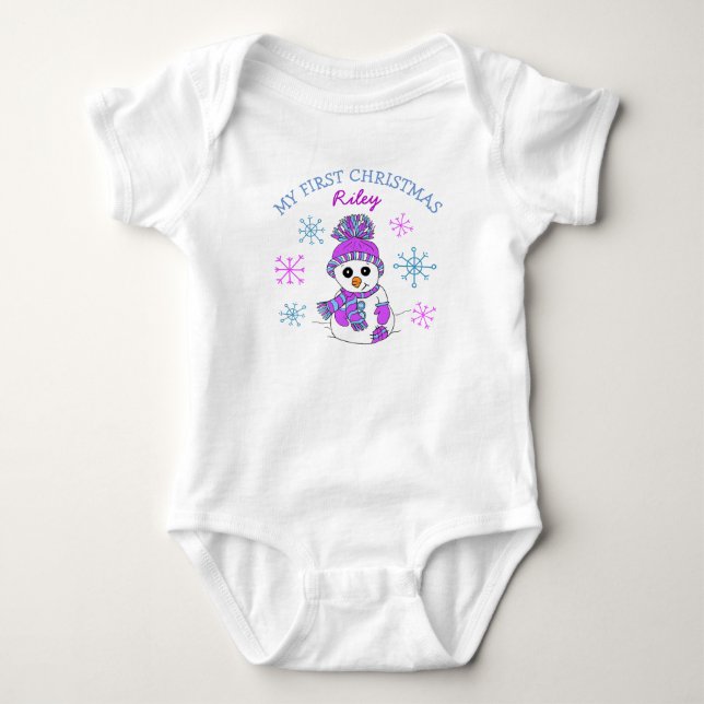 Camiseta Bebê Flocos de Neve e Boneco de Neve do M (Frente)