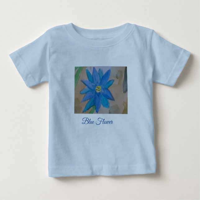 Camiseta Bebê Flor Azul (Frente)