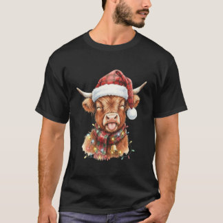 Camiseta Bebê Fofo Vaca das Terras Altas Chapéu de Papai No
