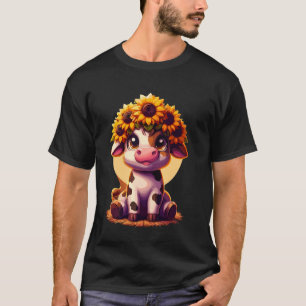 Camiseta Bebê Fofo Vaca das Terras Altas Com Bezerro de Gir