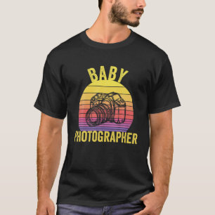 Camiseta Bebê Fotógrafo Recém-Nascido Câmera Retro Vintage