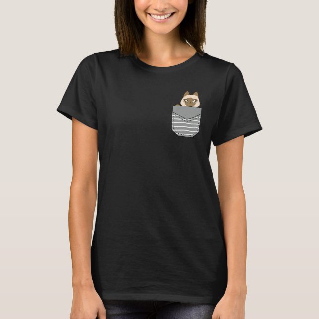 Camiseta Bebê Gato Siamês Fofo Na Bolsa (Frente)
