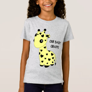 Camiseta Bebê-Girafa Amarelo-Bonito Crescendo Alto Animal