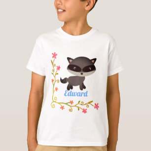 Camiseta Bebê-guaxinim bonito com flores