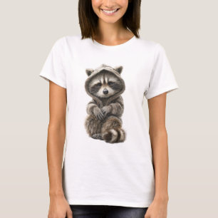 Camiseta Bebê Guaxinim Fofo em um Capuz de Tricô Aconchegan
