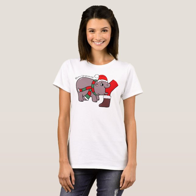 Camiseta Bebê Hippo Christmas Moo Deng Lover (Frente Completa)
