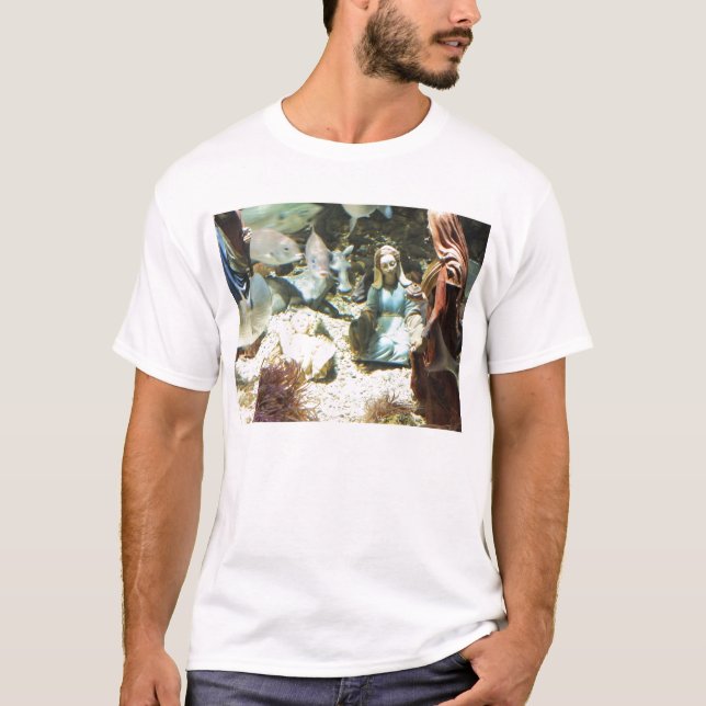 Camiseta Bebê Jesus em natividade submarina (Frente)