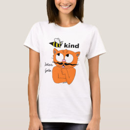 Camiseta Bebê Kind (seja gentil) Cartoon Mustache Cat t shi