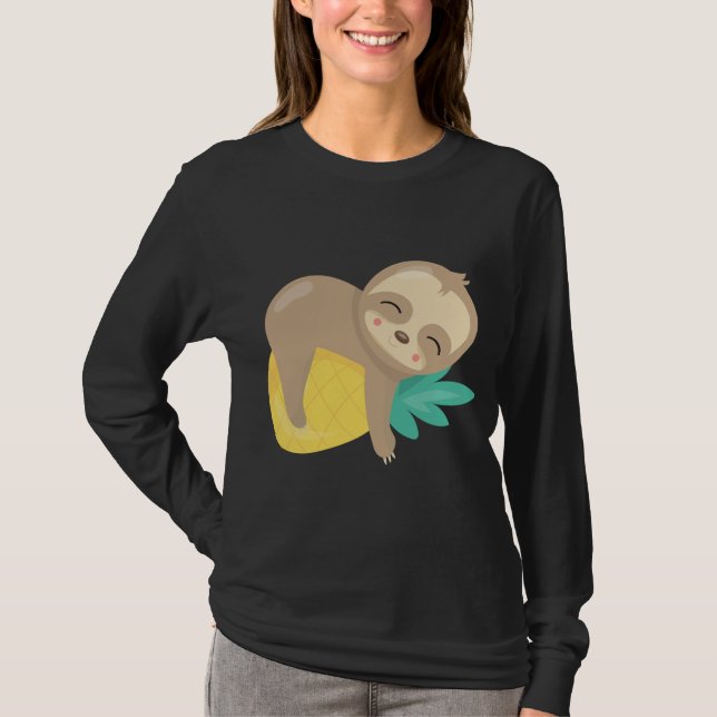 Camiseta Bebê Lama Fruta de ananás tropical (Frente)