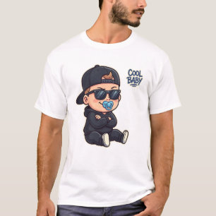 Camiseta Bebê legal vestindo um capuz preto e óculos de sol