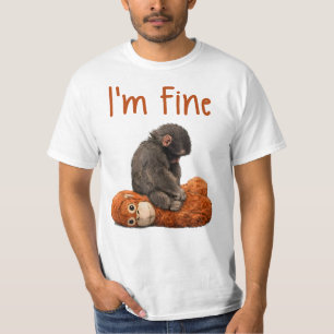 Camiseta Bebê Macaco Abraçando Pelúcia Macaco Fofo Punch