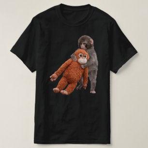 Camiseta Bebê Macaco Abraçando Urso Macaco Fofo Trocadilho