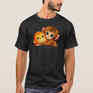 Camiseta Bebê macaco engraçado soco e ora-mama bolso homens