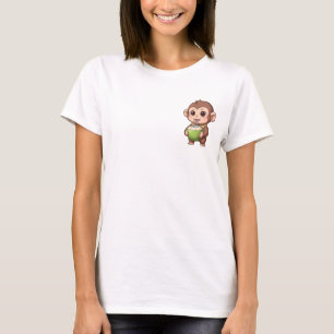 Camiseta Bebê Macaco Fofo Bebendo Água Fresca de Coco