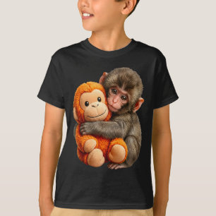 Camiseta Bebê macaco fofo chamado de pelúcia de socos abraç