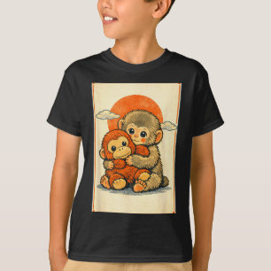 Camiseta Bebê macaco kawaii fofo macaco japonês ukiyo-e