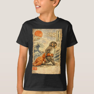 Camiseta Bebê macaco kawaii soco fofo macaco japonês Kawa