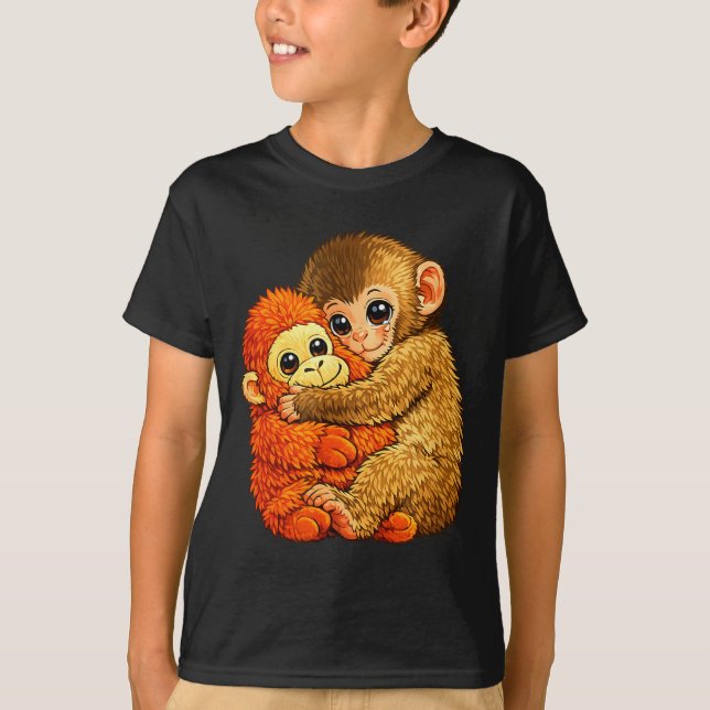 Camiseta Bebê macaco soco - meme brinquedo de pelúcia de ma (Frente)