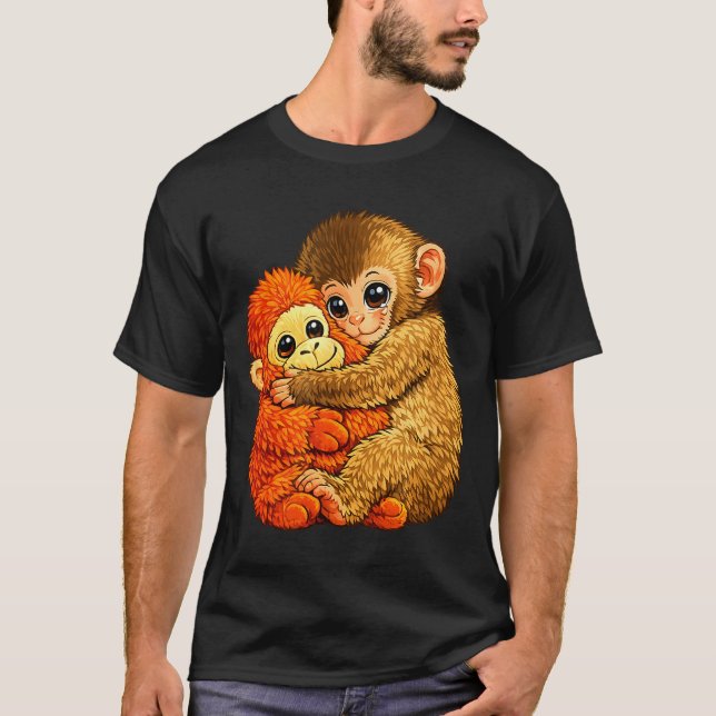 Camiseta Bebê macaco soco - meme de brinquedo de pelúcia de (Frente)