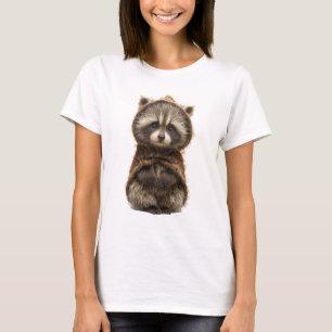Camiseta Bebê Mapache Adorável em Capa Marrom Rústica com C