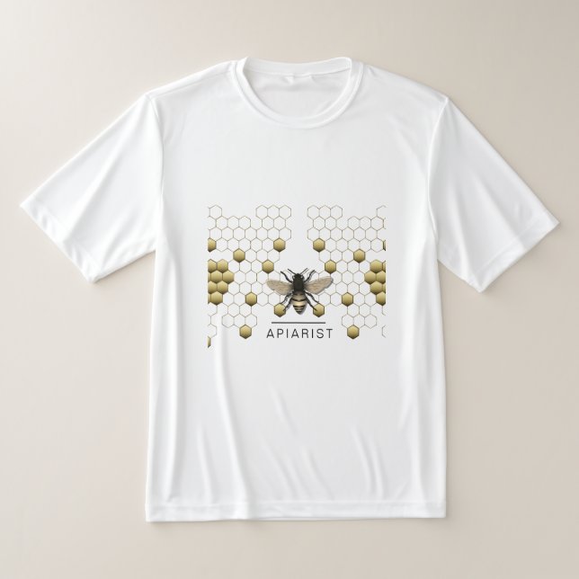 Camiseta Bebê Mel Vendedor Apiarista Dourado Hexágono Amare (Postura )